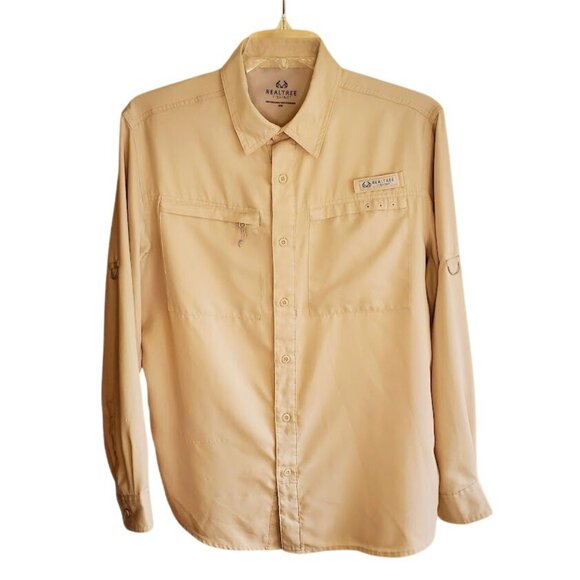 Realtree Fishing Shirt Men’s M | Beige Vented Long Sleeve Button Up Outdoor Gear - Picture 1 of 5